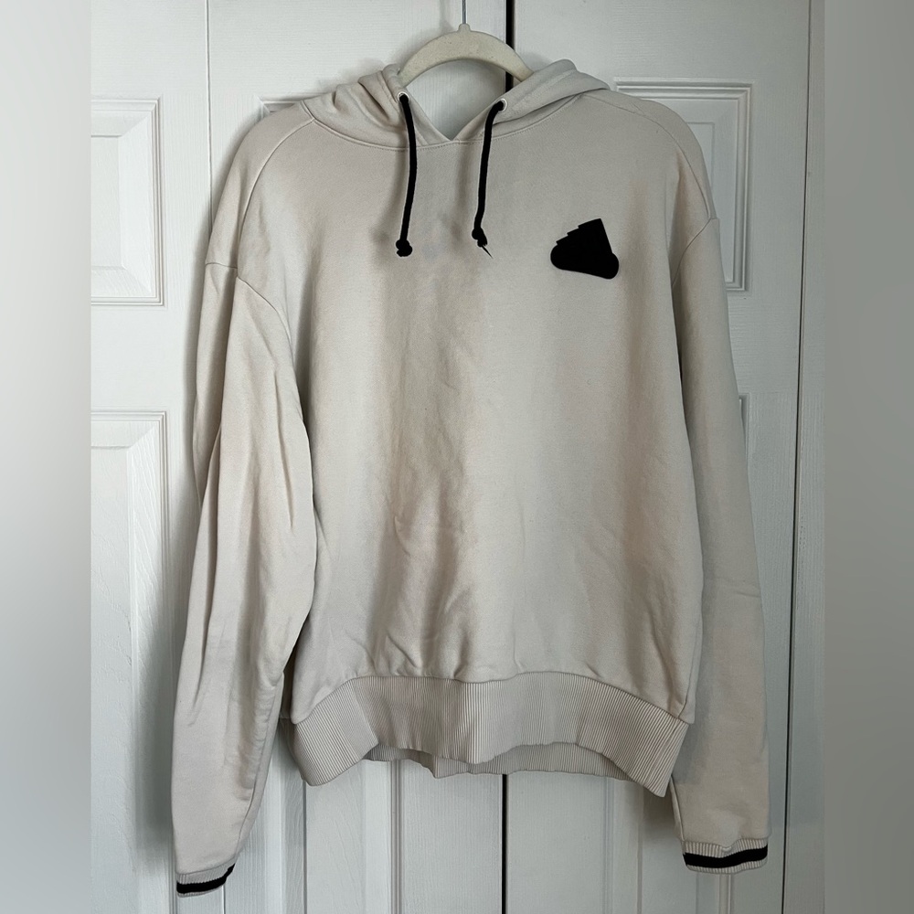 Adidas Cream Pullover Hoodie with Relaxed Fit